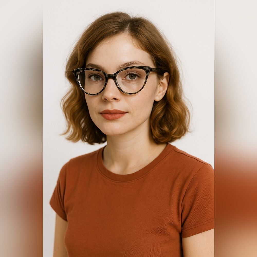 Modfans Cat Eye Eyeglasses Frames Black Marble Minimalist Retro Chic
